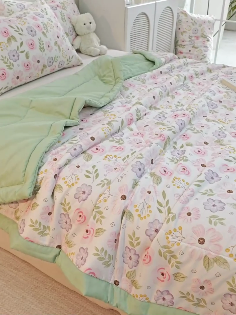 91家纺网 家纺一手货源 找家纺 海洋家纺 2025款水洗棉纯棉花夏凉被全棉花印花夏被空调被薄被子 浪漫约定