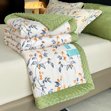 宝士康家纺 2025新款10A抗菌双层纱豆豆绒夏被 金桔