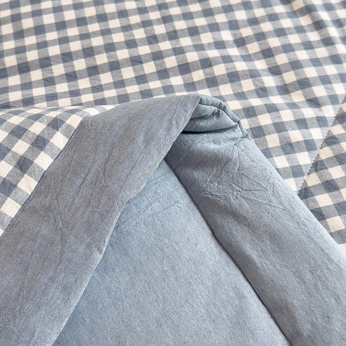 91家纺网 家纺一手货源 找家纺 宝士康家纺 2025新款10A抗菌无印风夏被四件套 天蓝小格