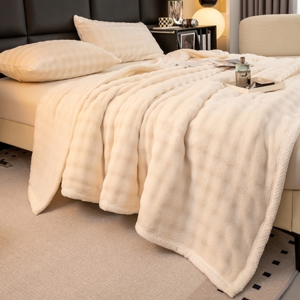 91家纺网 家纺一手货源 找家纺 （总）宅部落2025泡泡绒单层双面绒毛毯毯子300克午休盖毯