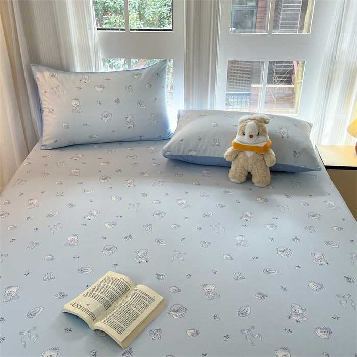 91家纺网 家纺一手货源 找家纺 宝士康家纺 2025新款10A抗菌全棉印花床笠 布偶小熊