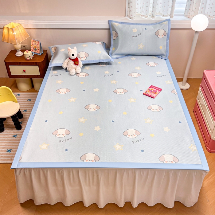 91家纺网 家纺一手货源 找家纺 慕尚家纺 2025新款数码印花床席床笠款冰藤席 床席款-酷奇