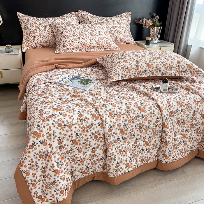 91家纺网 家纺一手货源 找家纺 宝士康家纺 2025新款10A抗菌双层纱印花夏被四件套 小雏菊