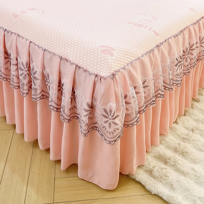 91家纺网 家纺一手货源 找家纺 （总）2025新款A类冰豆豆提花凉席床盖 床裙款