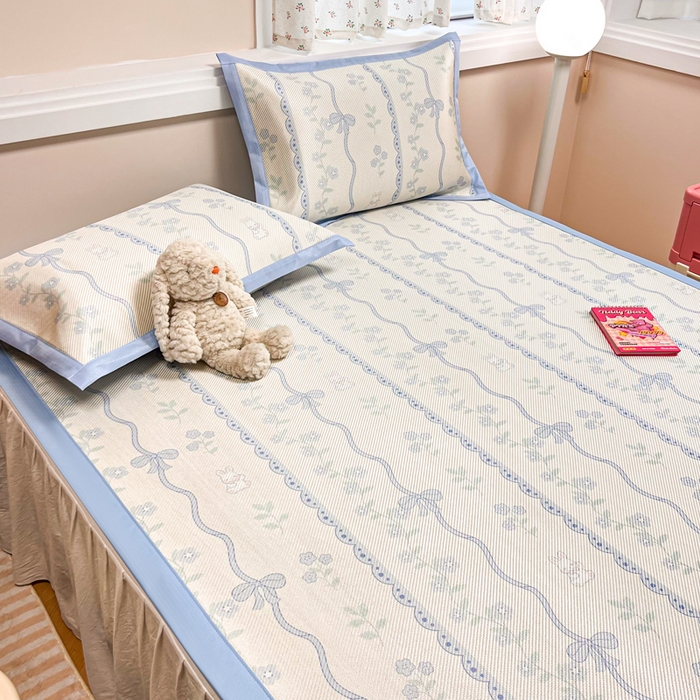 91家纺网 家纺一手货源 找家纺 慕尚家纺 2025新款数码印花床席床笠款冰藤席 床席款-高冷兔