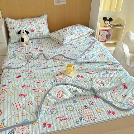 希诺家居 2025新款卡通小清新牛奶针织棉夏被空调被子被芯 苹果西高地