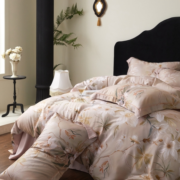 91家纺网 家纺一手货源 找家纺 金奇达家纺 2025新款竹玉清丝四件套-雅韵【标准号全网控价（折后券后）不低于元228元】 月下听风-卡其