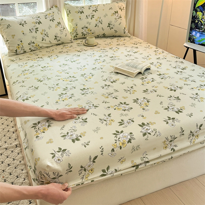 91家纺网 家纺一手货源 找家纺 宝士康家纺 2025新款10A抗菌全棉印花床笠 花香雪