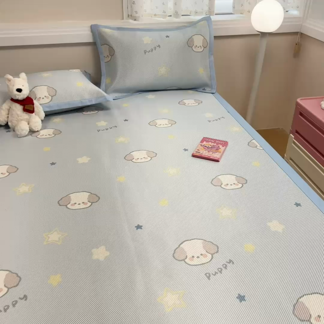 91家纺网 家纺一手货源 找家纺 慕尚家纺 2025新款数码印花床席床笠款冰藤席 床席款-酷奇