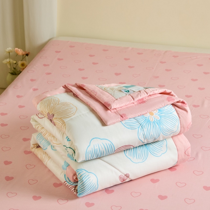 91家纺网 家纺一手货源 找家纺 宝士康家纺 2025新款10A抗菌全棉夏被四件套（床单款） 缤纷