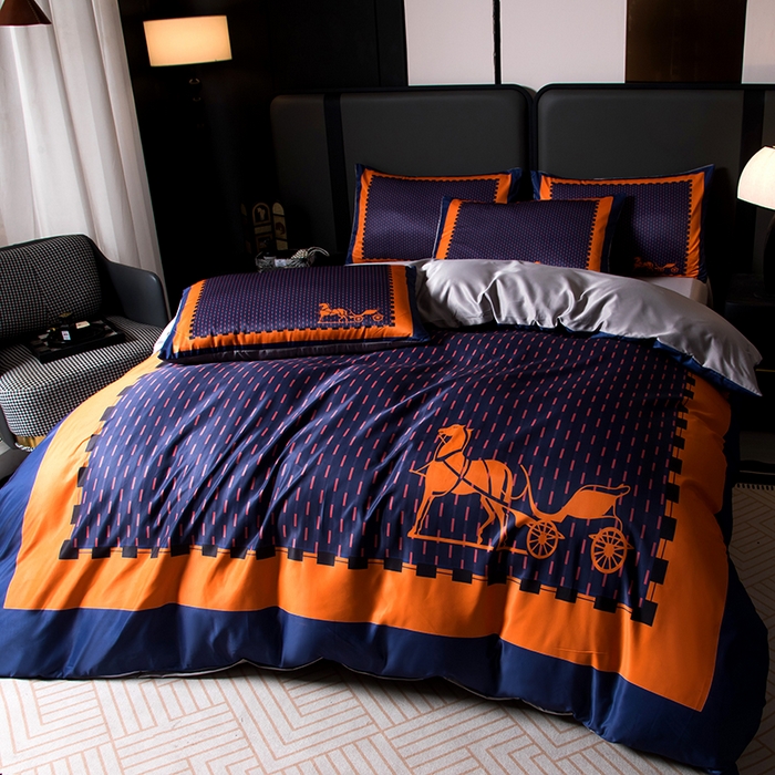 91家纺网 家纺一手货源 找家纺 爵仕家纺 2025新款轻奢潮牌水洗真丝四件套 马车