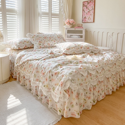 91家纺网 家纺一手货源 找家纺 网红馆（ck家纺） 2025新款天丝印花夹棉床盖夏被四件套 风吟花事