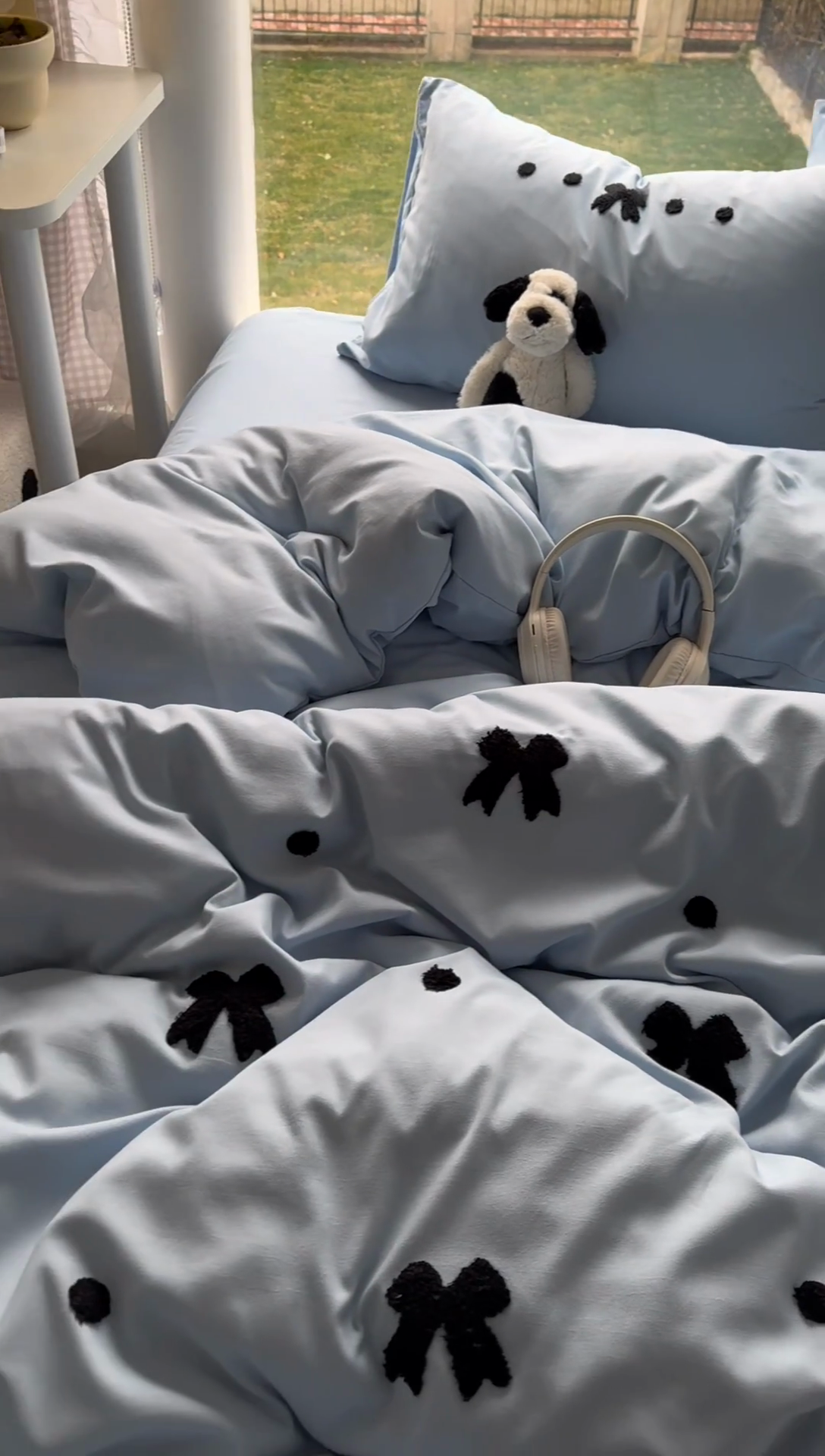 91家纺网 家纺一手货源 找家纺 耀达家居 2025新款A类水洗棉毛巾绣四件套 蝴蝶结-蓝