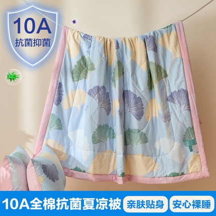91家纺网 家纺一手货源 找家纺 宝士康家纺 2025新款10A抗菌全棉夏被 被子被芯 蝶舞杏运