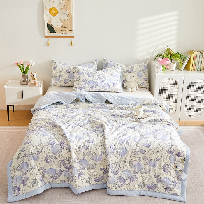 91家纺网 家纺一手货源 找家纺 海洋家纺 2025款水洗棉纯棉花夏凉被全棉花印花夏被空调被薄被子 淑清雅