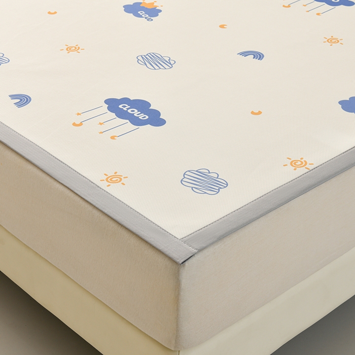 91家纺网 家纺一手货源 找家纺 简一 2025新款A类碳光印花数码冰丝凉席系列-床单款 蓝天白云