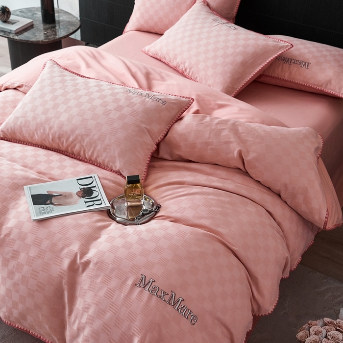 91家纺网 家纺一手货源 找家纺 苹果星家纺 2025新款全棉华夫格四件套 豆沙