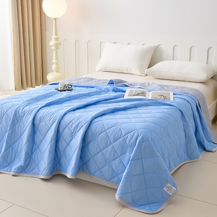 眠多宝 2025新款冰激凌凉感丝纯色夏被被子被芯（跨境电商） 冰河蓝