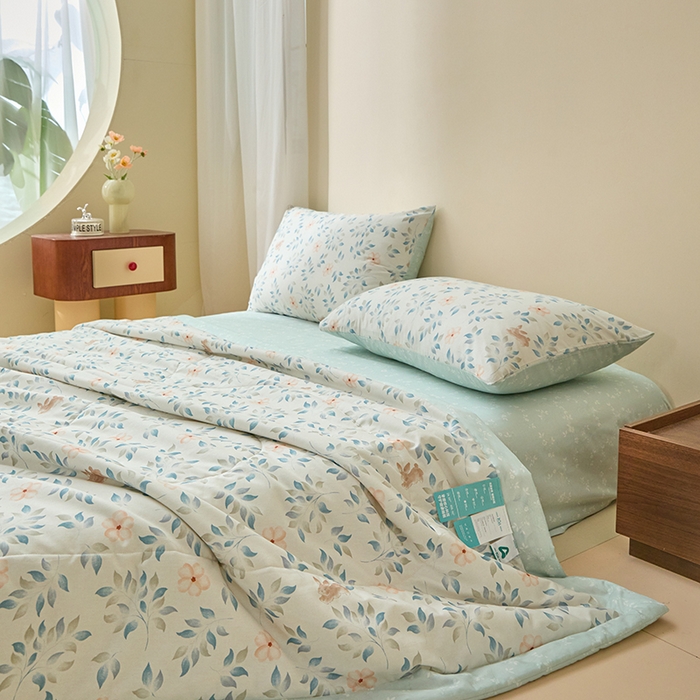 91家纺网 家纺一手货源 找家纺 宝士康家纺 2025新款10A抗菌全棉夏被 被子被芯 沁心田园