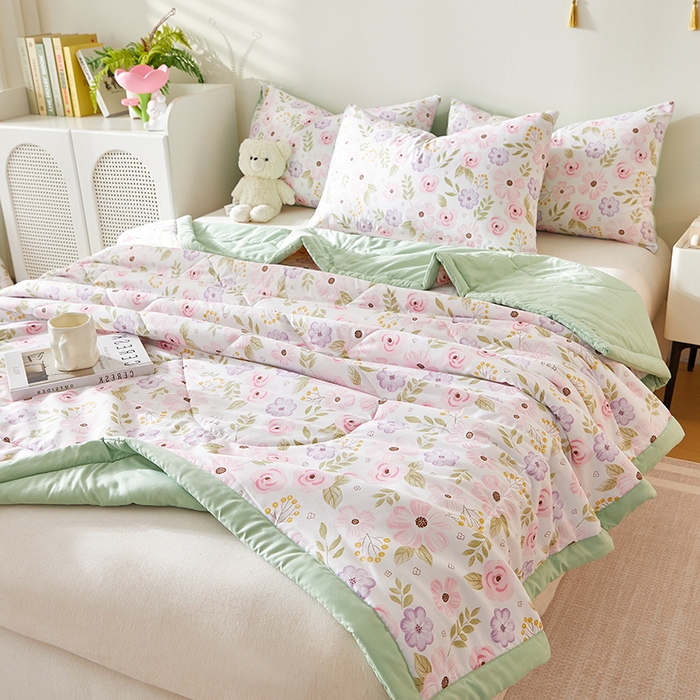 91家纺网 家纺一手货源 找家纺 海洋家纺 2025款水洗棉纯棉花夏凉被全棉花印花夏被空调被薄被子 浪漫约定