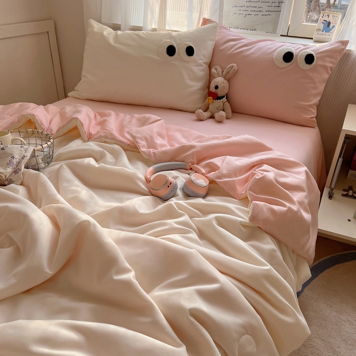 91家纺网 家纺一手货源 找家纺 慕尚家纺 2025新款大眼萌仔夏被 大眼萌 米白粉