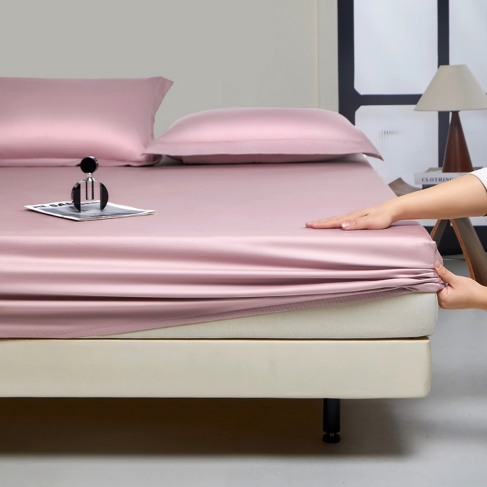 91家纺网 家纺一手货源 找家纺 秀色家纺 2024新品 A类100支双股长绒棉单品床笠 梦易-玉颜粉