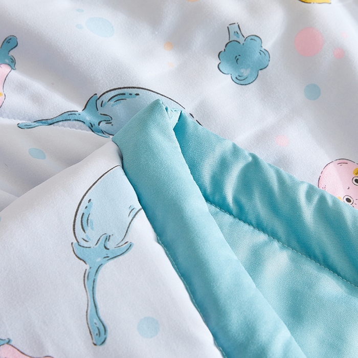 91家纺网 家纺一手货源 找家纺 海洋家纺 2025款水洗棉纯棉花夏凉被全棉花印花夏被空调被薄被子 蓝精灵