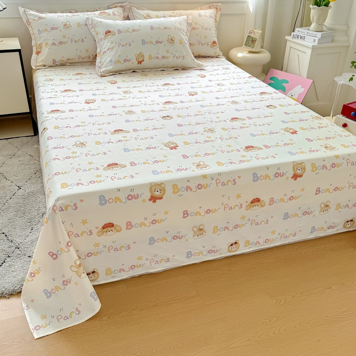 91家纺网 家纺一手货源 找家纺 红粉佳人家纺 2025新款12868纯棉系列全棉四件套 奶乎狗狗