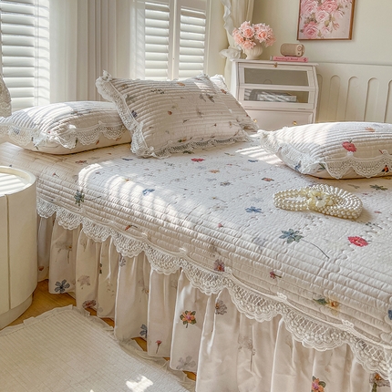 91家纺网 家纺一手货源 找家纺 网红馆（ck家纺） 2025新款天丝印花夹棉床盖 浪漫花舞