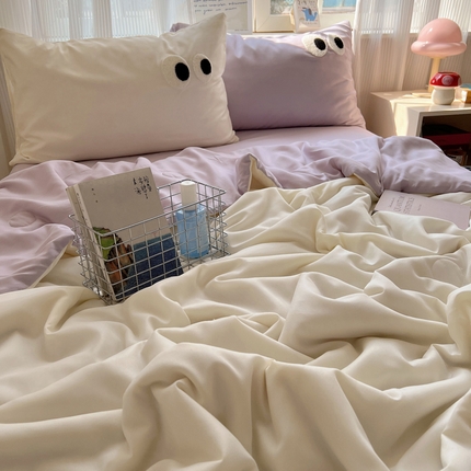 91家纺网 家纺一手货源 找家纺 慕尚家纺 2025新款大眼萌仔夏被 大眼萌 米白紫