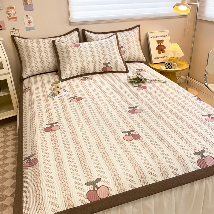 91家纺网 家纺一手货源 找家纺 2025新款懒猫600D数码印花冰藤凉席 硕果