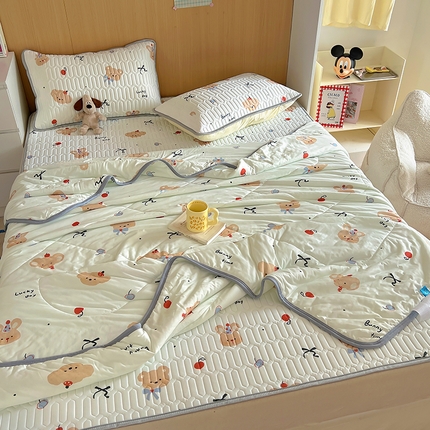 希诺家居 2025新款卡通小清新牛奶针织棉夏被空调被子被芯 开心伙伴
