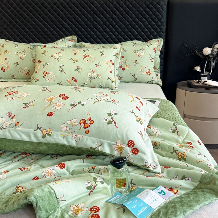 91家纺网 家纺一手货源 找家纺 宝士康家纺 2025新款10A抗菌双层纱豆豆绒夏被 雅韵