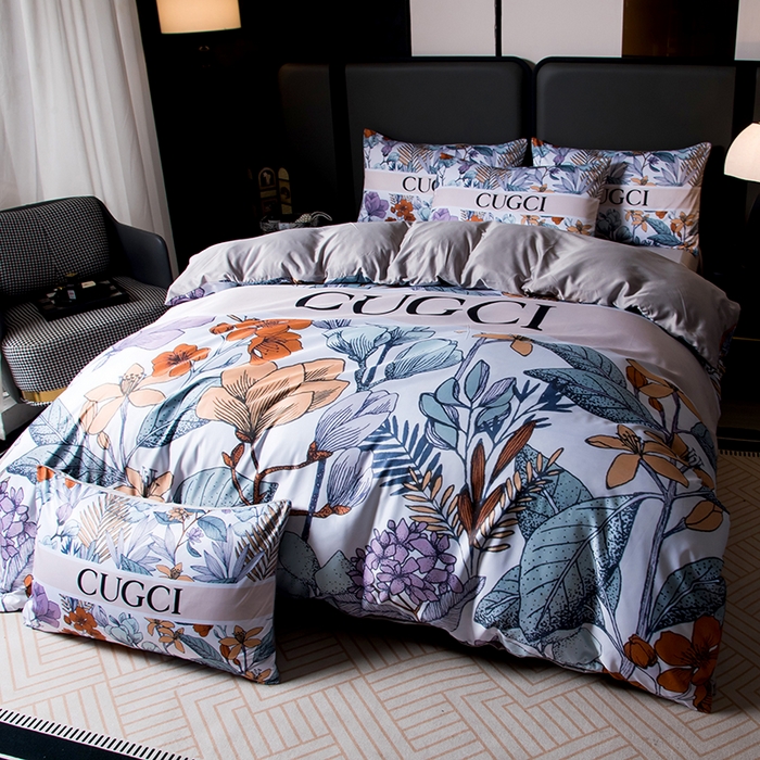 91家纺网 家纺一手货源 找家纺 爵仕家纺 2025新款轻奢潮牌水洗真丝四件套 古家花园