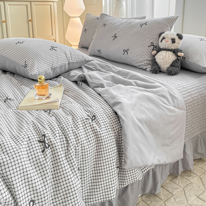 91家纺网 家纺一手货源 找家纺 （总）2025新款针织双层纱夏被床盖四件套单夏被单床盖单品