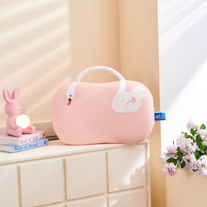 91家纺网 家纺一手货源 找家纺 芯链 2025新款凉感豆猫肚枕记忆枕枕头枕芯-天鹅款 天鹅款-蓝