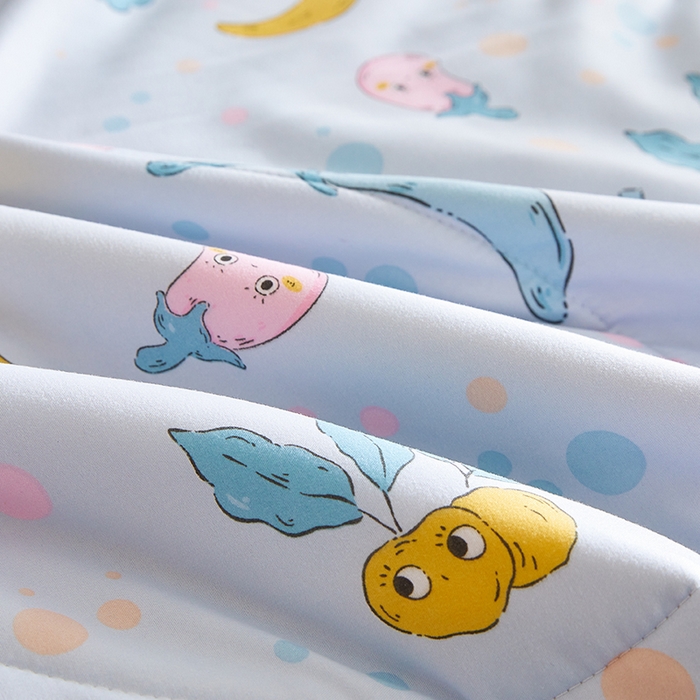 91家纺网 家纺一手货源 找家纺 海洋家纺 2025款水洗棉纯棉花夏凉被全棉花印花夏被空调被薄被子 蓝精灵