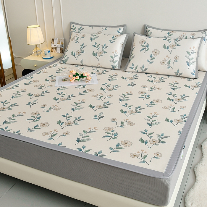 91家纺网 家纺一手货源 找家纺 （总）简一 2025新款A类碳光印花数码冰丝凉席系列-床笠款