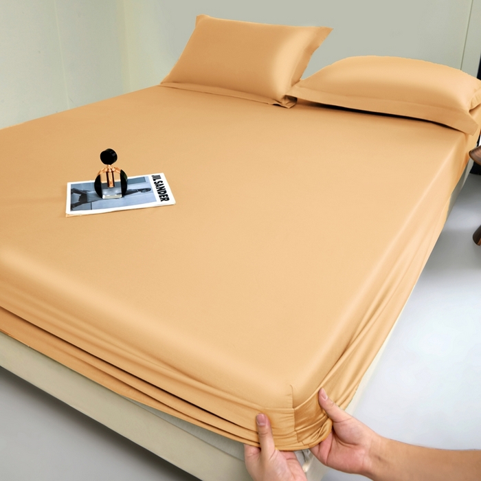 91家纺网 家纺一手货源 找家纺 秀色家纺 2024新品 A类100支双股长绒棉单品床笠 梦易-南瓜橘