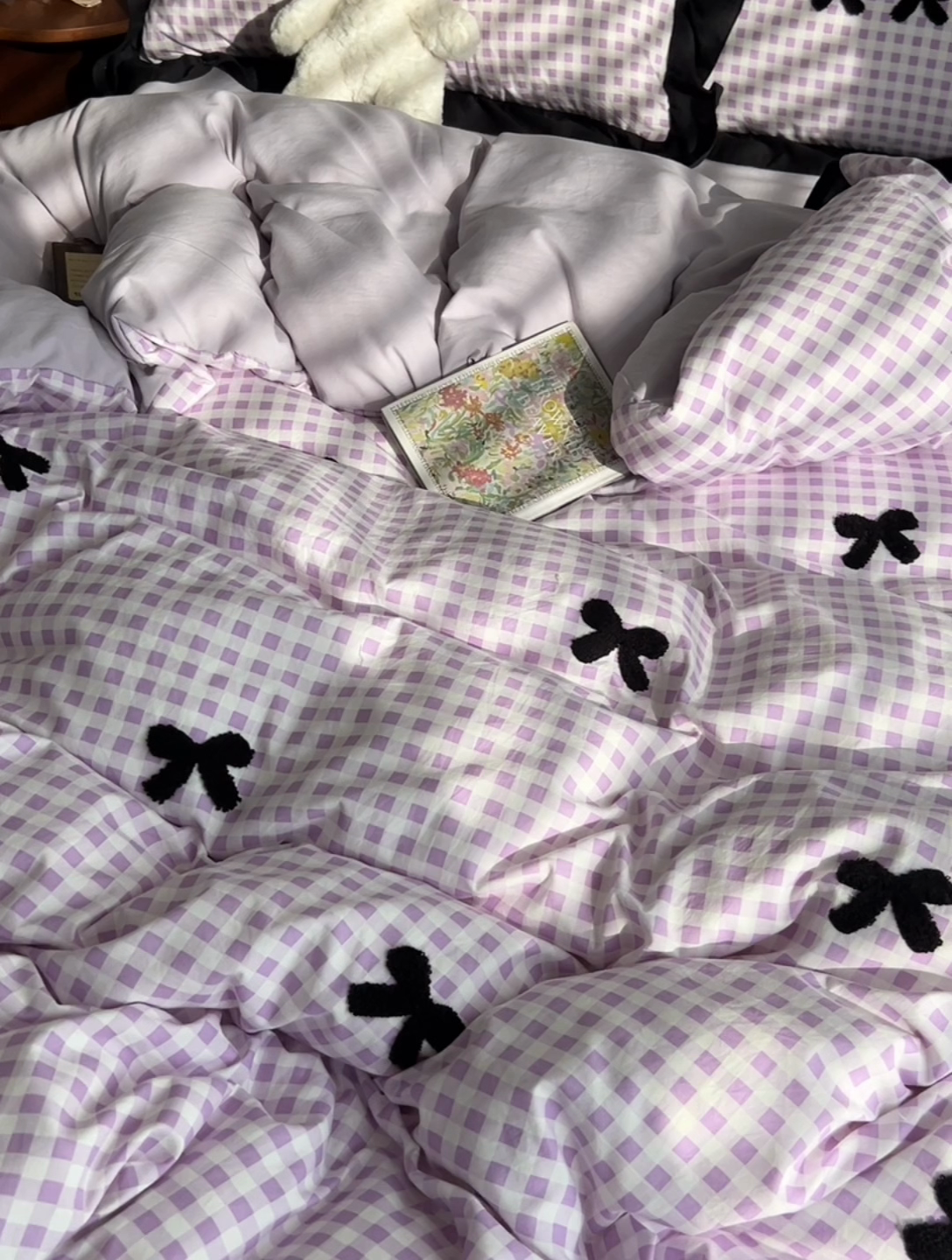 91家纺网 家纺一手货源 找家纺 （总）子钦家纺 2025新款水洗棉云朵棉韩版花边毛巾绣床单，床笠，床裙四件套-蝴蝶结系列