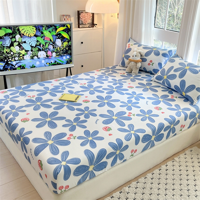 91家纺网 家纺一手货源 找家纺 宝士康家纺 2025新款10A抗菌全棉印花床笠 小情调