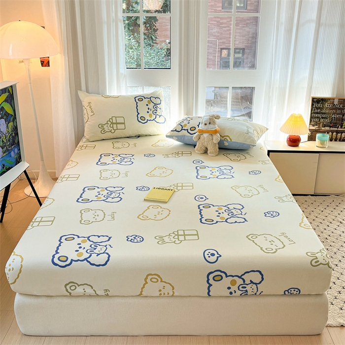 91家纺网 家纺一手货源 找家纺 宝士康家纺 2025新款10A抗菌全棉印花床笠 奶油布丁