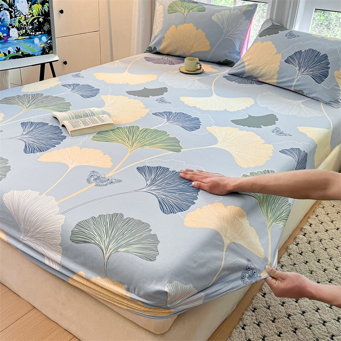 91家纺网 家纺一手货源 找家纺 宝士康家纺 2025新款10A抗菌全棉印花床笠 蝶舞幸运