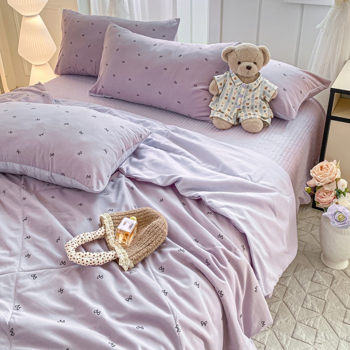 91家纺网 家纺一手货源 找家纺 2025新款针织双层纱夏被床盖四件套单夏被单床盖单品 结羽