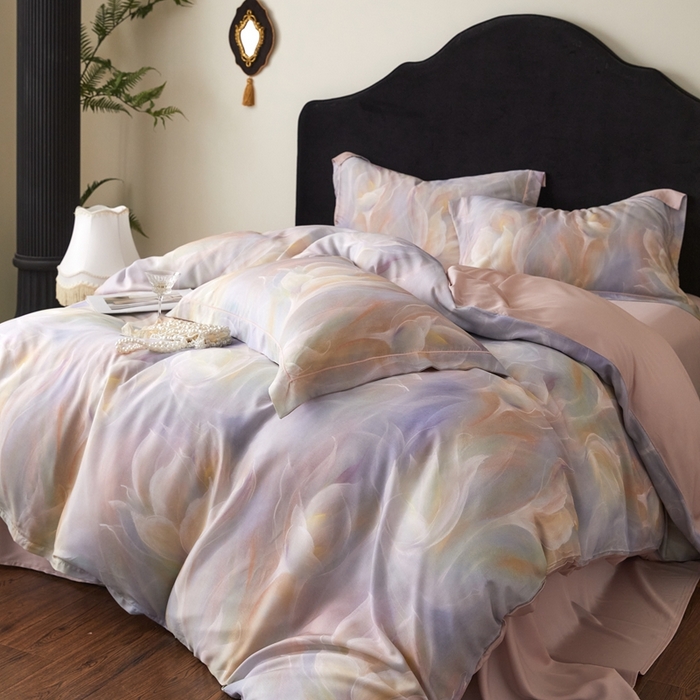 91家纺网 家纺一手货源 找家纺 金奇达家纺 2025新款竹玉清丝四件套-雅韵【标准号全网控价（折后券后）不低于元228元】 绚烂春日-粉