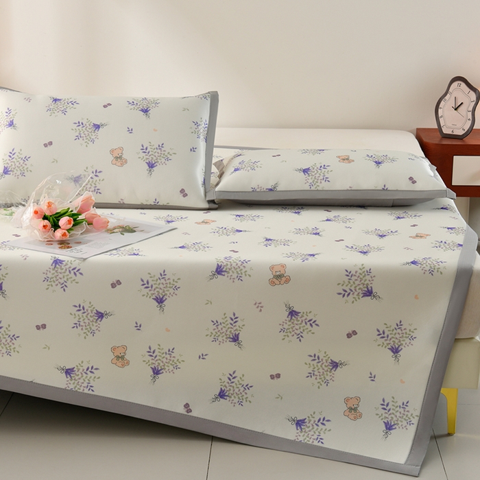 91家纺网 家纺一手货源 找家纺 简一 2025新款A类碳光印花数码冰丝凉席系列-床单款 普罗旺斯