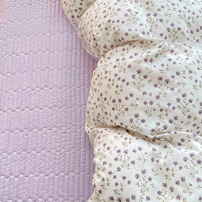 91家纺网 家纺一手货源 找家纺 2025新款针织双层纱夏被床盖四件套单夏被单床盖单品 紫罗兰