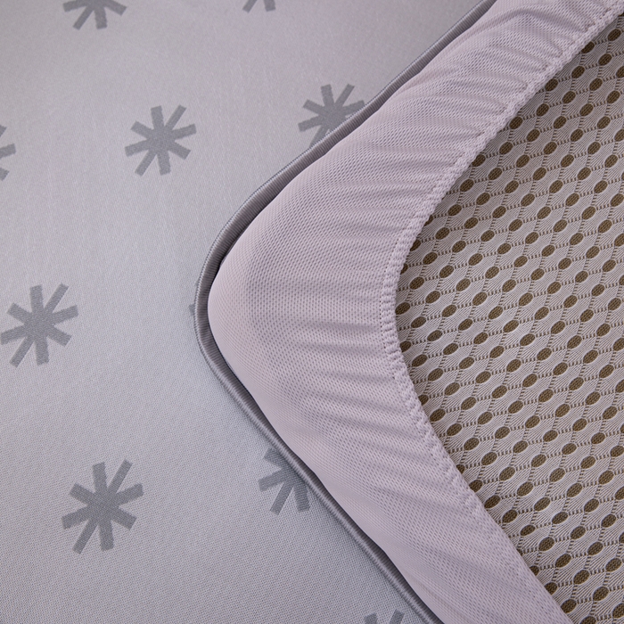 91家纺网 家纺一手货源 找家纺 凌云家纺  2025新款提花凉感冰丝席床笠款三明治凉席三件套 雪漾-灰