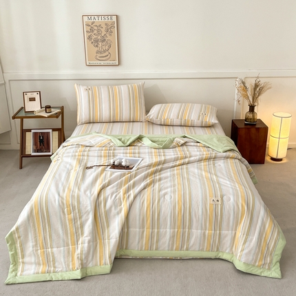 21度C 2025新款色织全棉夏被四件套 沐妍黄