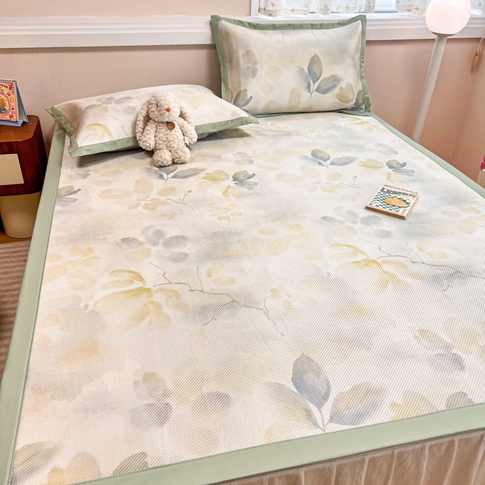 91家纺网 家纺一手货源 找家纺 慕尚家纺 2025新款数码印花床席床笠款冰藤席 床席款-墨染